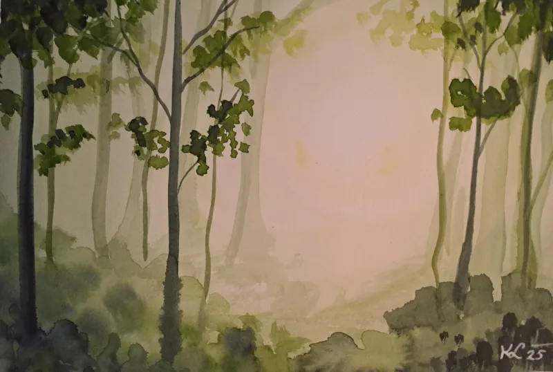 Lichter Wald — Aquarell von Katharina Lechner